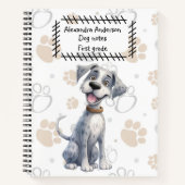 Carnet Cute Grey Storybook Puppy on Paws Motif (Devant)