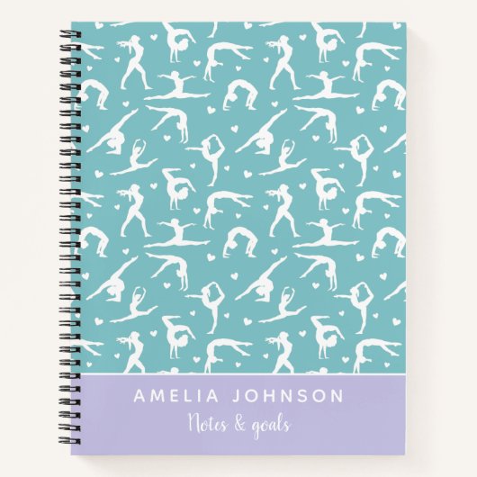 Carnet Cute Gymnaste Turquoise Nom personnalisé Moderne (Devant)