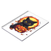 Carnet Cute Halloween Chat noir avec Citrouille (Côté gauche)