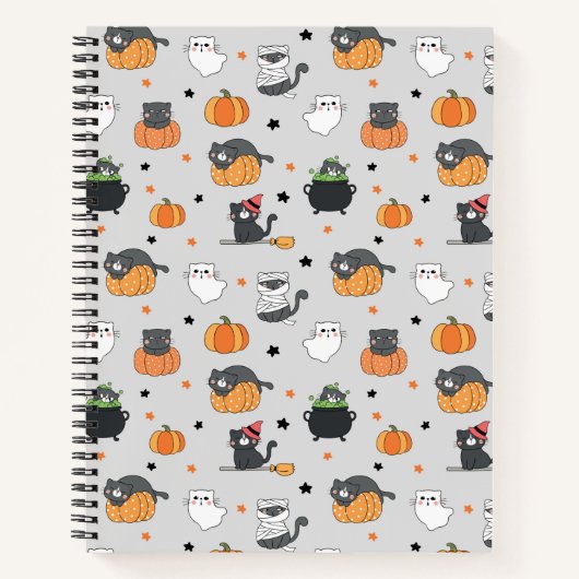 Carnet Cute Halloween Chats et Fantômes Motif (Devant)