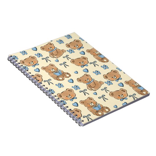Carnet Cute Hand-drawn Brown Teddy Bears Seamless Pattern (Côté Droit)