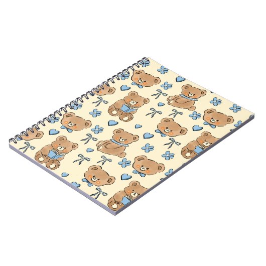Carnet Cute Hand-drawn Brown Teddy Bears Seamless Pattern (Côté gauche)