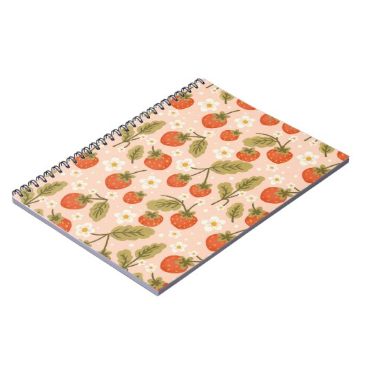 Carnet Cute Hand-drawn Red Strawberry Seamless Pattern (Côté gauche)