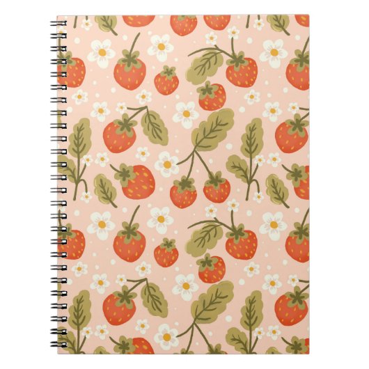 Carnet Cute Hand-drawn Red Strawberry Seamless Pattern (Devant)