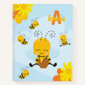 Carnet Cute Happy Bumble Bee with Flowers (Devant)