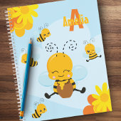 Carnet Cute Happy Bumble Bee with Flowers