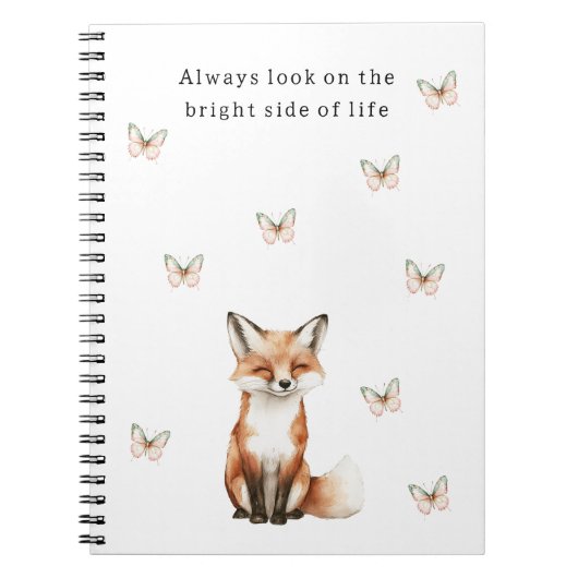 Carnet Cute Happy Fox Bright Side Butterflies   (Devant)