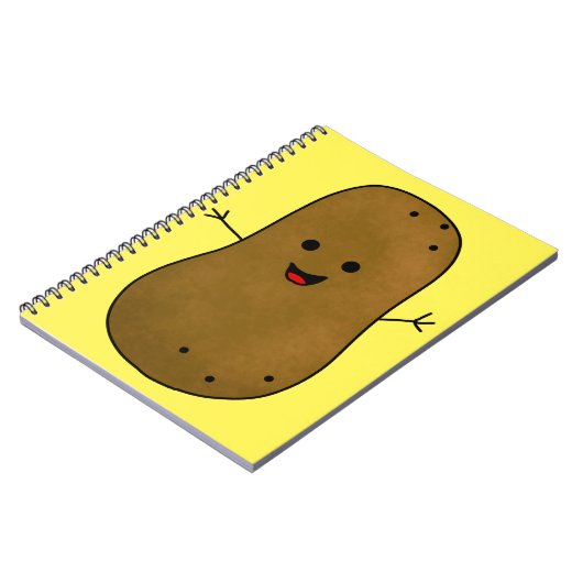Carnet Cute Happy Potato, Arrière - plan Jaune (Côté gauche)
