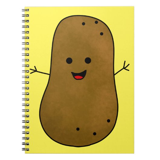 Carnet Cute Happy Potato, Arrière - plan Jaune (Devant)