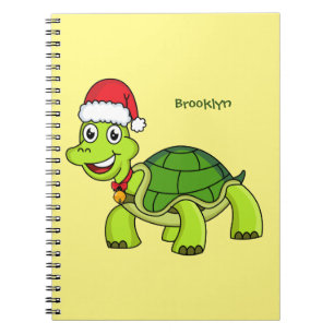 Carnet Cute happy tortoise wearing Santa hat