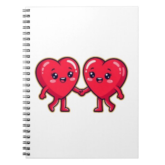 Carnet Cute Heart Characters Holding Hands (Devant)
