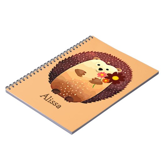 Carnet Cute Hedgehog Animal Fun Nom ou Étiquette personna (Côté gauche)