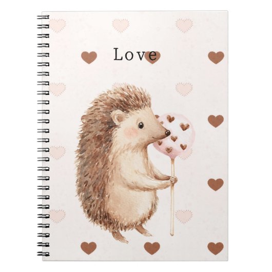 Carnet Cute Hedgehog Hearts Love (Devant)