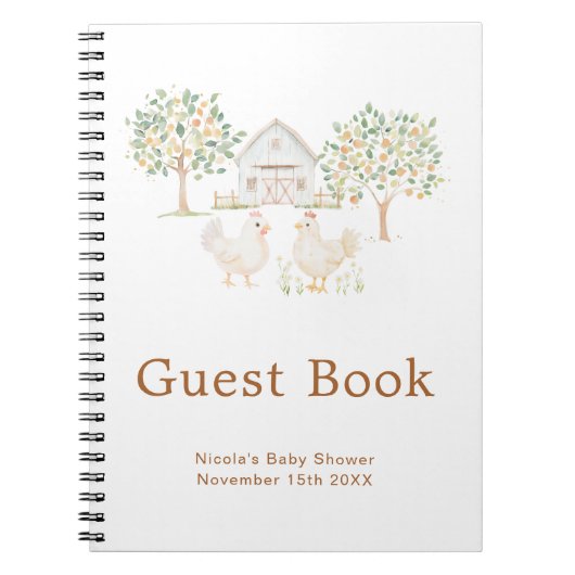 Carnet Cute Hens Farm Barn Baby Shower Guest Book (Devant)