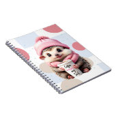 Carnet Cute Hérisson en Casquette rose et l'Écharpe aime  (Côté Droit)