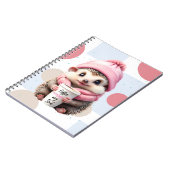 Carnet Cute Hérisson en Casquette rose et l'Écharpe aime  (Côté gauche)