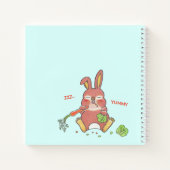 Carnet Cute Hungry Bunny blue Square Custom Notebook  (Dos)