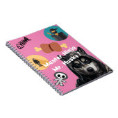 Carnet Cute Husky Ninja Notebook Personalized Pink Cover (Côté Droit)