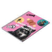 Carnet Cute Husky Ninja Notebook Personalized Pink Cover (Côté gauche)