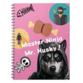 Carnet Cute Husky Ninja Notebook Personalized Pink Cover (Devant)
