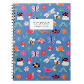 Carnet Cute Insects & Nature Pattern in Blue (Devant)