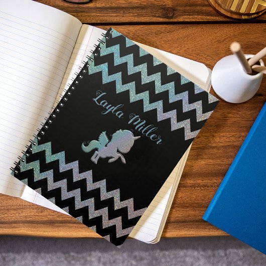 Carnet Cute Iridescente Glittery Unicorn Zigzag personnal