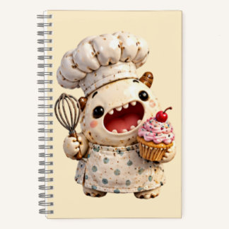 Carnet Cute Kawaii 3D Clay Monster Chef Baking Cupcake No