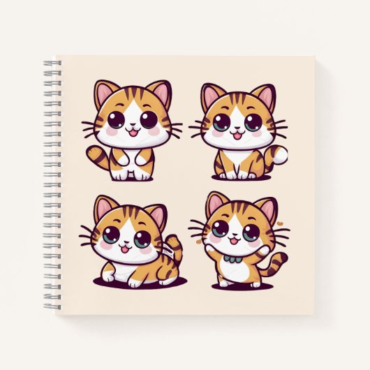 Carnet Cute Kawaii Cats pose (Devant)