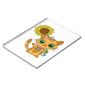 Carnet Cute Kawaii Chat Holding Fleur (Côté gauche)
