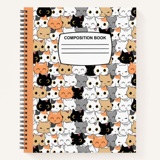 Carnet Cute Kawaii chats Composition spirale (Devant)