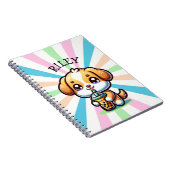 Carnet Cute Kawaii Chien chiot avec Thé à bulle Personnal (Côté Droit)