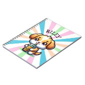 Carnet Cute Kawaii Chien chiot avec Thé à bulle Personnal (Côté gauche)
