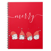 Carnet Cute Kawaii Festive Chats Sur Arrière - plan Rouge (Devant)