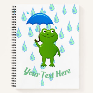 Carnet Cute Kawaii Grenouille et pluie
