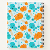 Carnet Cute Kawaii Octopus Motif en bleu Personnalisé (Dos)