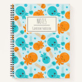 Carnet Cute Kawaii Octopus Motif en bleu Personnalisé (Devant)