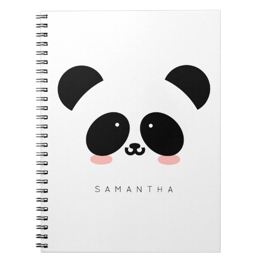 Carnet Cute Kawaii Panda| Ajouter votre nom (Devant)
