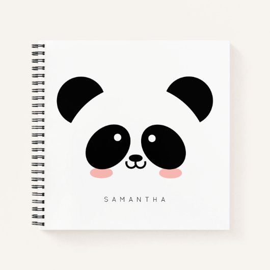 Carnet Cute Kawaii Panda | Ajouter Votre Nom (Devant)