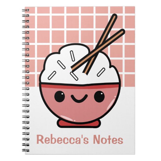 Carnet Cute Kawaii Rice Bowl - Personnalisé (Devant)