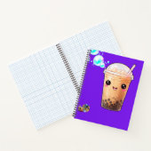Carnet Cute Kawaii Souriant Boba Tea sur Purple (Intérieur)