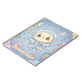 Carnet Cute Kawaii Space - Astronaut and Smiling Moon (Côté gauche)