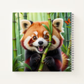 Carnet Cute Kawaii style Panda rouge avec un grand sourir (Dos)