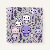 Carnet Cute Kawaii thème Purple Lavender | Spirale (Devant)