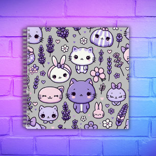 Carnet Cute Kawaii thème Purple Lavender Spirale