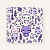 Carnet Cute Kawaii thème Purple Lavender | Spirale (Devant)