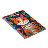 Carnet Cute Kitten avec Fleurs d'Art populaire Whimsical (Côté Droit)