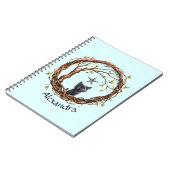 Carnet Cute Kitten noir regarder une étoile (Côté gauche)