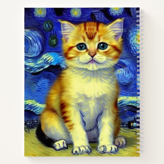 Carnet Cute Kitten Starry Night Van Gogh (Dos)