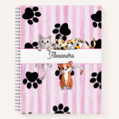 Carnet Cute Kittens & pattes, bandes roses Spiral (Devant)
