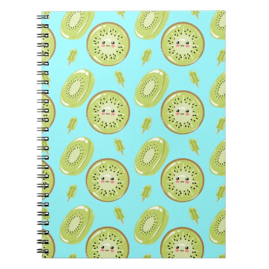 Carnet Cute Kiwi Blue Fruit Summer Fresh Kawaii Pattern (Devant)